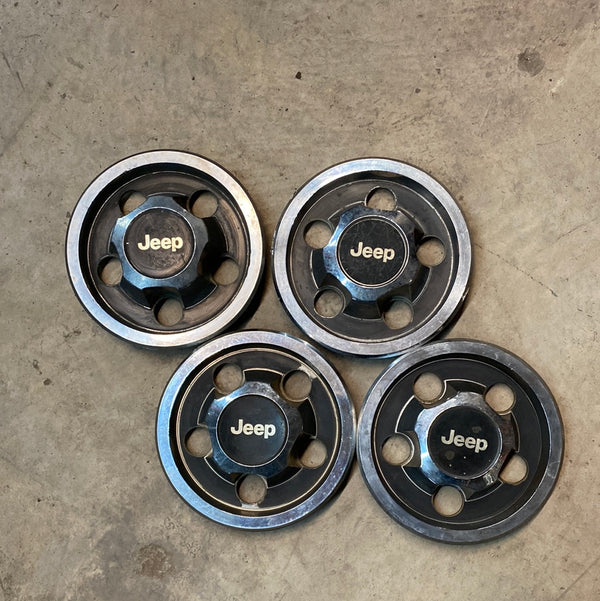 52000153 BLEMISHED Chrome and Black Center Cap Jeep Wrangler YJ TJ, Cherokee XJ