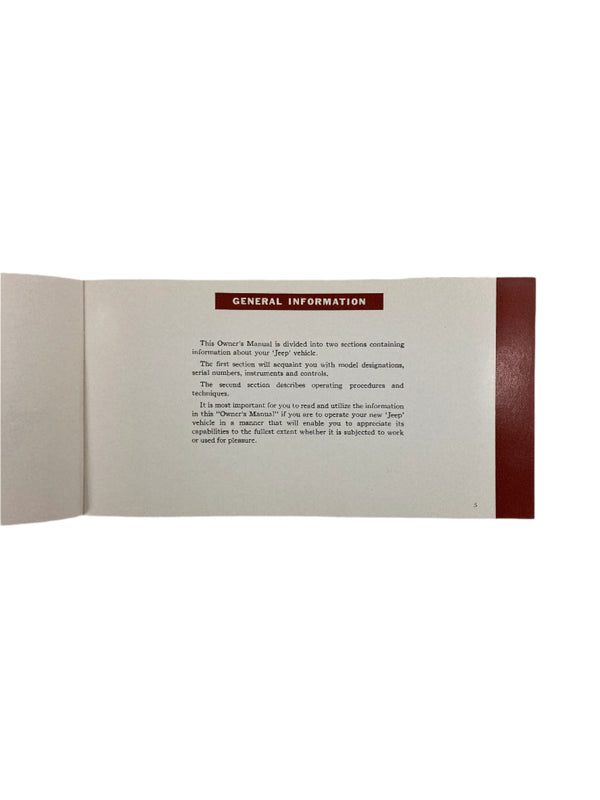 1967 Jeep Universal CJ5 CJ6 Owner's Manual OM-1056-R3 1