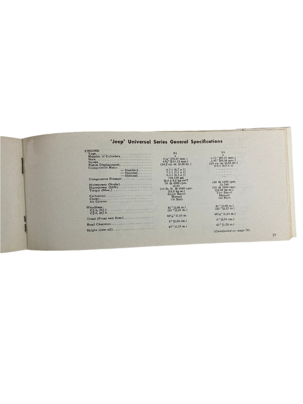 1967 Jeep Universal / Jeepster Maintenance Manual JM-1002 1