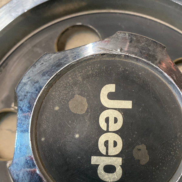 52000153 BLEMISHED Chrome and Black Center Cap Jeep Wrangler YJ TJ, Cherokee XJ
