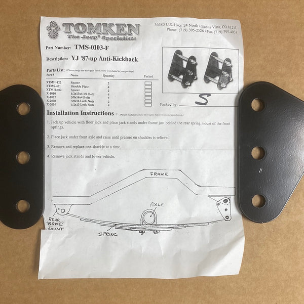 Tomken Machine YJ Front Anti-Kickback Shackles TMS-0103-F