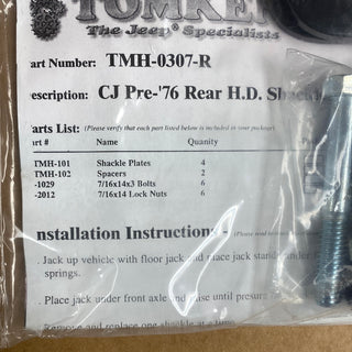 Tomken Machine CJ (Pre 76) Rear H.D. Shackles TMH-0307-R