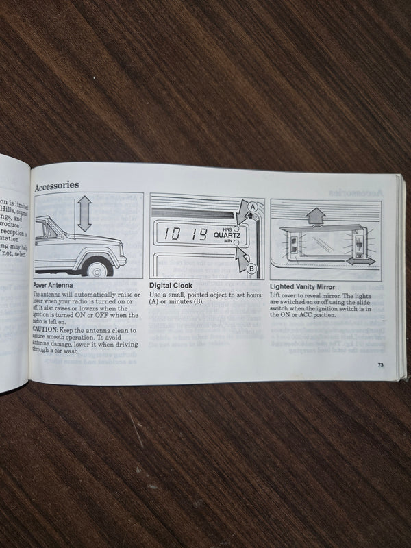 1988 Jeep 4x4 XJ Cherokee Wagoneer Owner's Manual