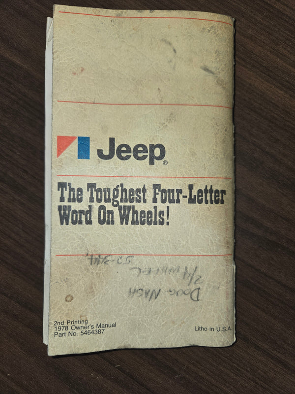 1978 Jeep CJ5 CJ7 Cherokee Wagoneer Truck Manual Set