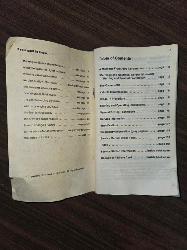 1978 Jeep CJ5 CJ7 Cherokee Wagoneer Truck Manual Set